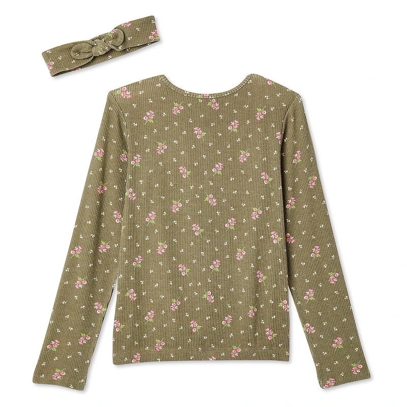 Ensemble 2 pièces avec haut en hacci côtelé avec faux cordon de serrage Btween pour filles