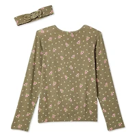 Ensemble 2 pièces avec haut en hacci côtelé avec faux cordon de serrage Btween pour filles