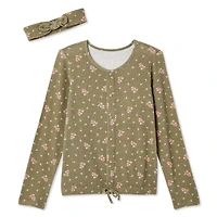 Ensemble 2 pièces avec haut en hacci côtelé avec faux cordon de serrage Btween pour filles