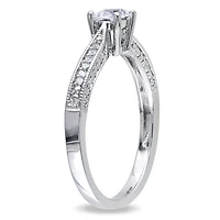 Miabella 0.33 Carat T.G.W. Created White Sapphire and Diamond Accent Sterling Silver Engagement Ring