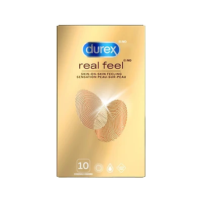 Durex® Préservatifs Real Feel en Polyisoprène Sans Latex, Grande Taille, 10 unités