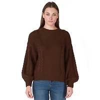 Gros pull en maille torsadée col ras du cou manche longue