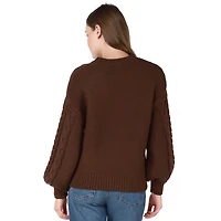 Gros pull en maille torsadée col ras du cou manche longue