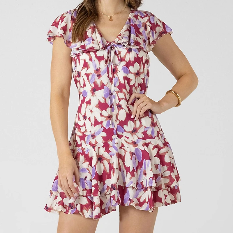 Devoted, Ruffled Flounce Hem Mini Dress, Sizes XS-XL