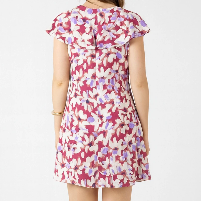 Devoted, Ruffled Flounce Hem Mini Dress, Sizes XS-XL