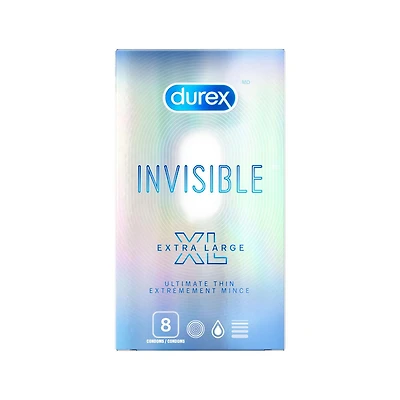 Condoms DurexMD Invisible XL Extrêmement minces | Extra lubrifiés | 8 condoms