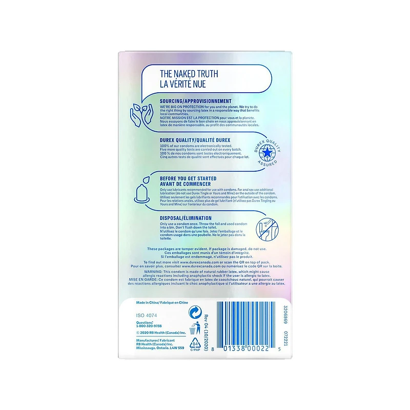 Condoms DurexMD Invisible XL Extrêmement minces | Extra lubrifiés | 8 condoms