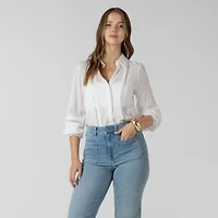 Devoted, Lace Insert Button Front Blouse, Sizes XS-XL
