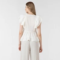 Devoted, Chemisier à volants en Tencel, tailles XS XL