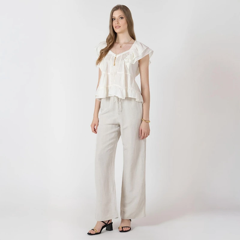 Devoted, Ruffled Tencel Blouse, Sizes XS-XL