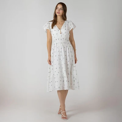 Devoted, Robe mi-longue à volants et encolure croisée, tailles TP TG