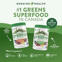 Genuine Health Greens+ Original Superfood Greens Powder fruits tropicaux 25 portions, 228gr