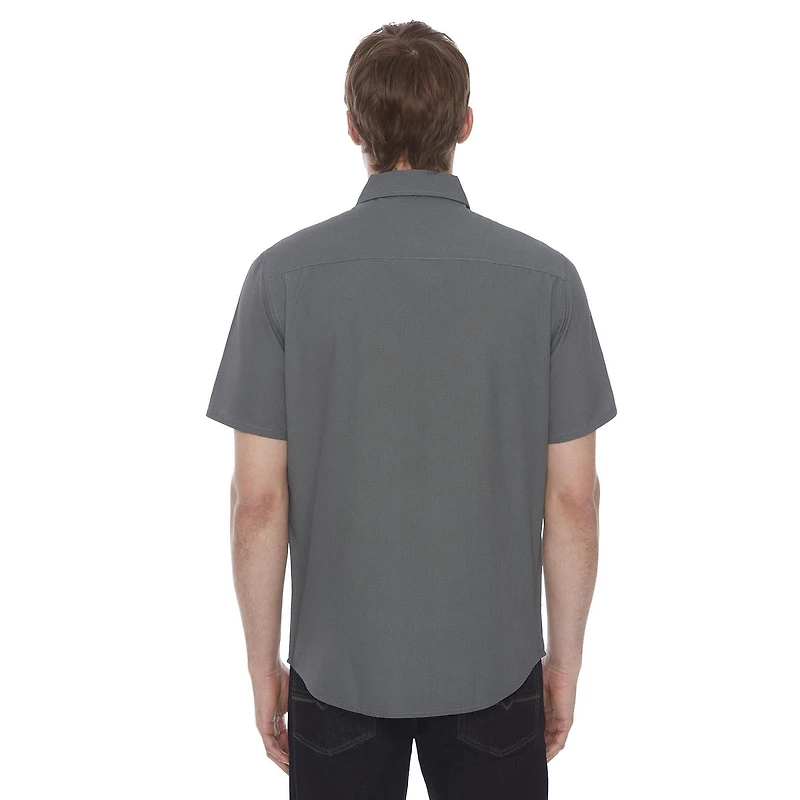 Dark Black Men's 4 Way Stretch s/s button down shirt