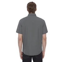 Dark Black Men's 4 Way Stretch s/s button down shirt
