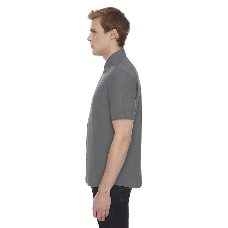 Dark Black Men's 4 Way Stretch s/s button down shirt