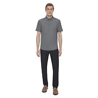 Dark Black Men's 4 Way Stretch s/s button down shirt