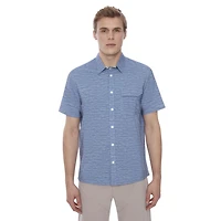 Dark Black Men's 4 Way Stretch s/s button down shirt