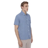 Dark Black Men's 4 Way Stretch s/s button down shirt