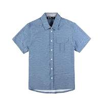 Dark Black Men's 4 Way Stretch s/s button down shirt