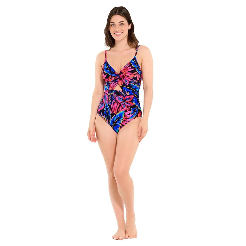 Maillot de bain une-pièce Captiva  imprimé avec détail croisé et nœud pour femme