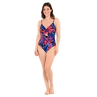 Maillot de bain une-pièce Captiva  imprimé avec détail croisé et nœud pour femme