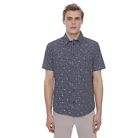 Dark Black Men's 4 Way Stretch s/s button down shirt