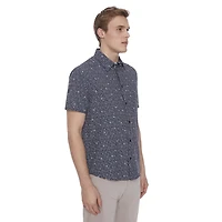 Dark Black Men's 4 Way Stretch s/s button down shirt