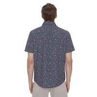 Chemise boutonnée à manches courtes extensible 4 sens pour homme Dark Black