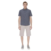 Dark Black Men's 4 Way Stretch s/s button down shirt