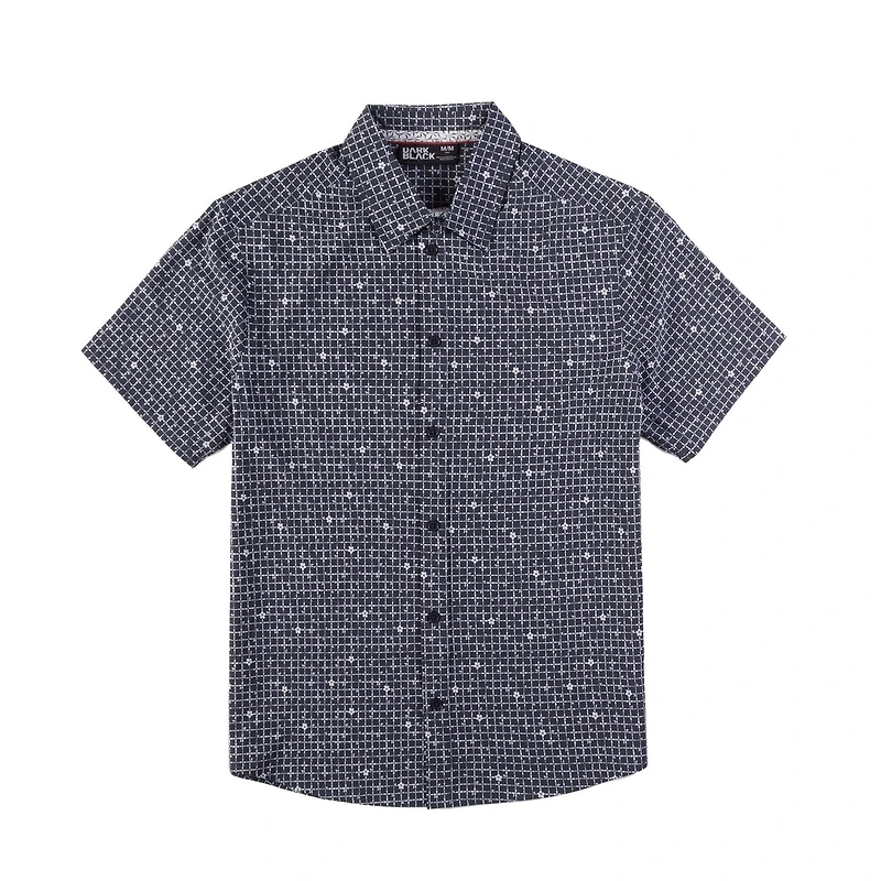 Dark Black Men's 4 Way Stretch s/s button down shirt