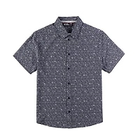 Dark Black Men's 4 Way Stretch s/s button down shirt