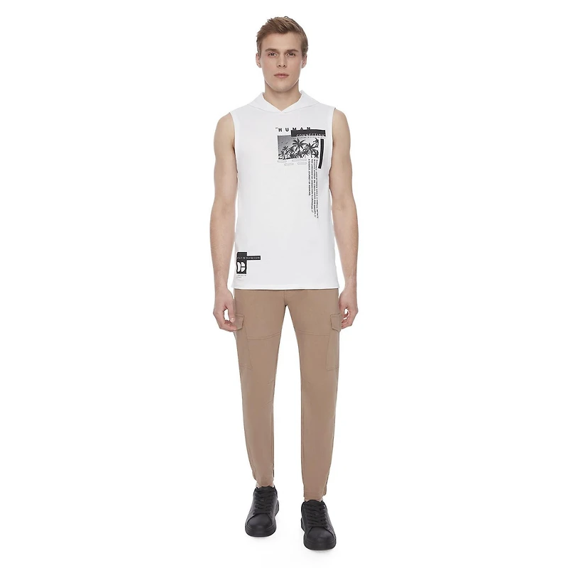 Dark Black Men's Hooded Tank Top