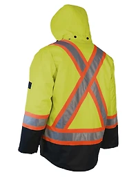 Forcefield Hi Vis Winter Safety Parka with Removable Down Insulated Nylon Puffer Jacket