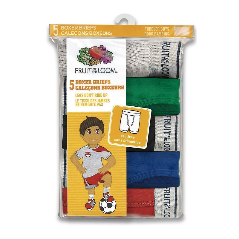 Fruit of the Loom Toddler Boys 5-Pack Boxer Brief, Sizes 2T/3T, 4T/5T