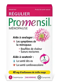 PromensilMD Comprimé soulagement des symptomes de la ménopause, 40 mg, paq. de 30 30 comprimés. Pour bouffées de chaleur, santé des os et du coeur.