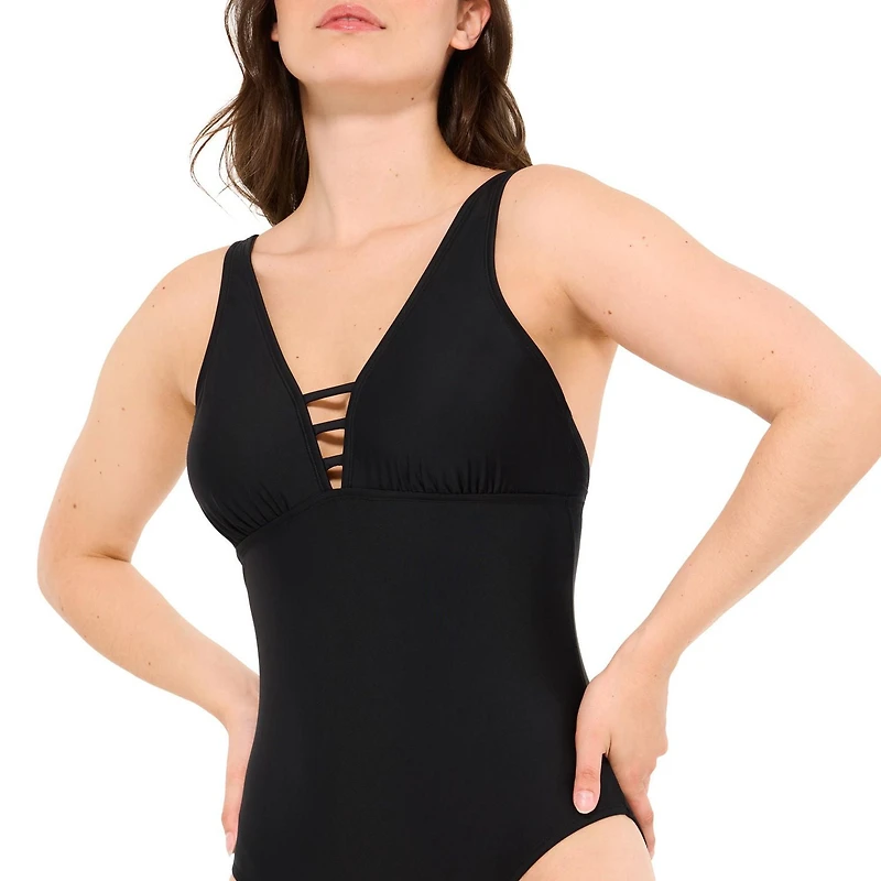 Maillot de bain une-pièce Captiva texturé à encolure en V pour femme