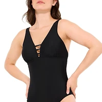 Maillot de bain une-pièce Captiva texturé à encolure en V pour femme