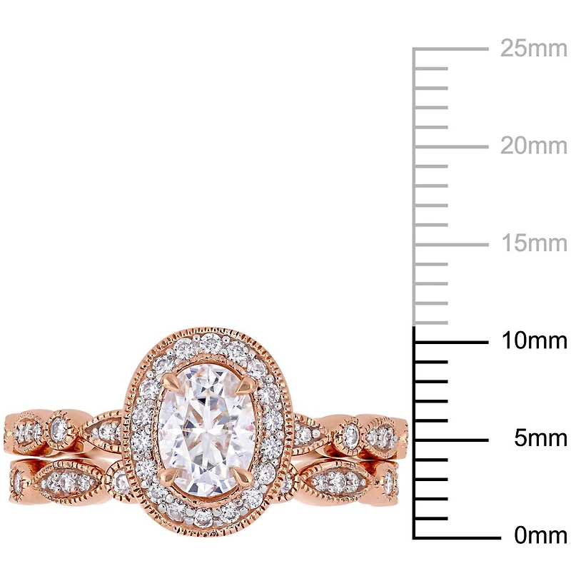 Ensemble de mariage de style rétro Miabella avec moissanites 1-1/2 CT PBT en or rosé 10K