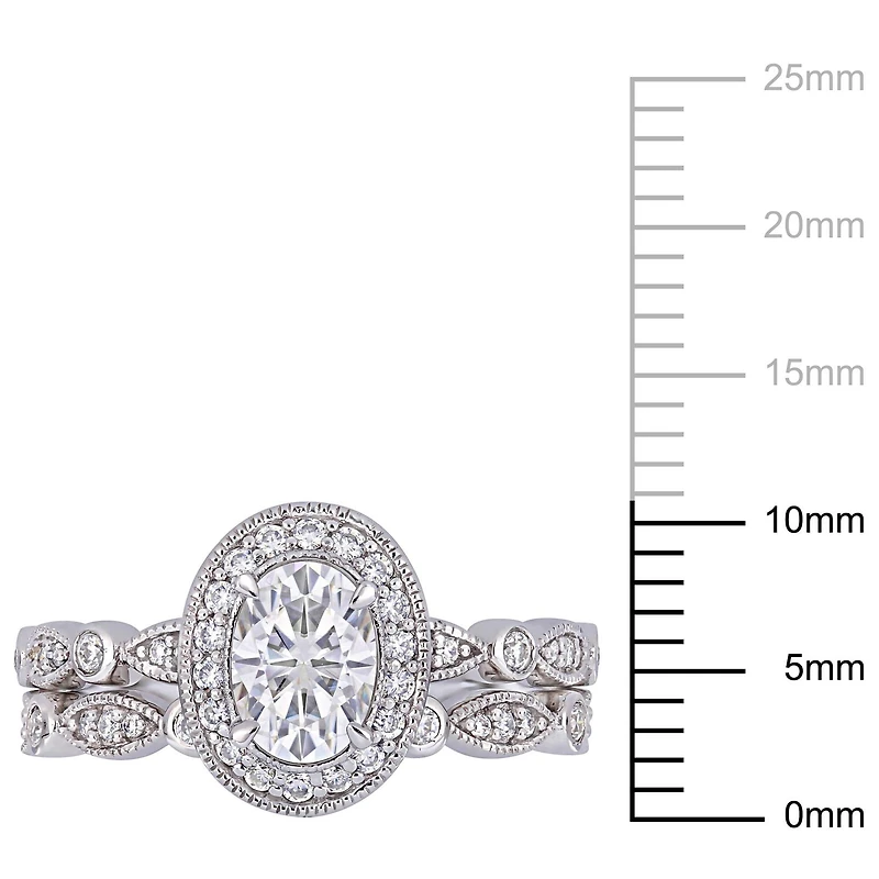 Ensemble de mariage de style rétro Miabella avec moissanites 1-1/2 CT PBT en or blanc 10K