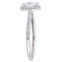 Bague de fiançailles de forme auréole Miabella avec moissanite 2 CT PBT et diamants 1/4 CT poids total en or blanc 14K