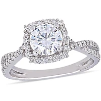 Bague de fiançailles croisée Miabella avec moissanite 1-1/2 CT PBT en or blanc 10K