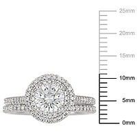 Miabella 1 Carat T.G.W. Moissanite and 1/2 Carat T.W. Diamond 14K White Gold Double Halo Bridal Set