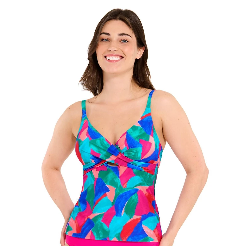 Captiva Women's Textured Crossover Tankini Top