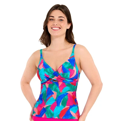 Captiva Women's Textured Crossover Tankini Top