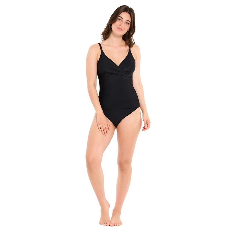 Captiva Women's Textured Crossover Tankini Top