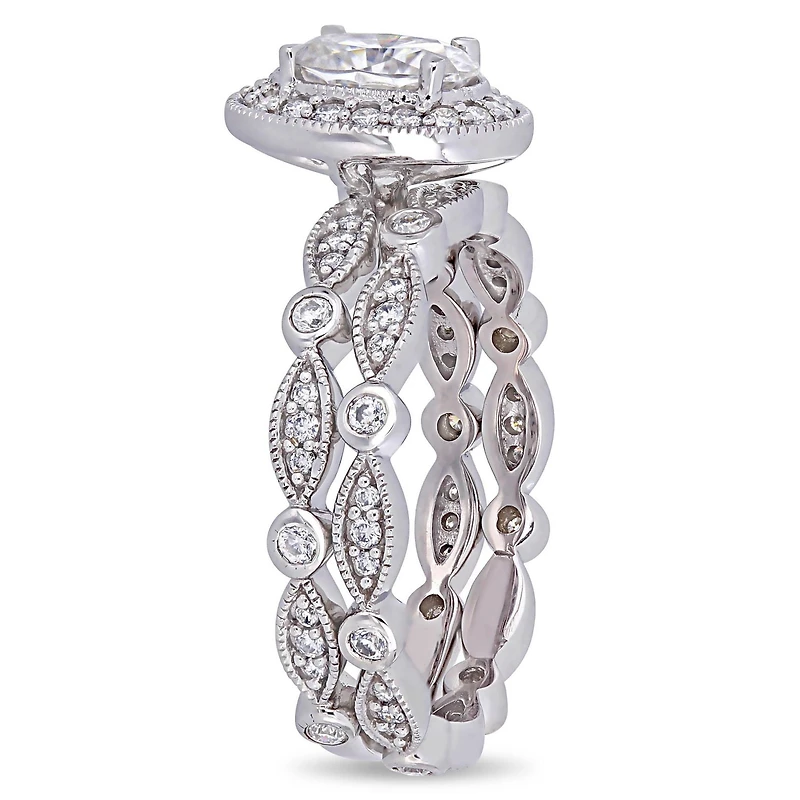 Ensemble de mariage de style rétro Miabella avec moissanites 1-1/2 CT PBT en or blanc 10K