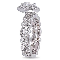 Ensemble de mariage de style rétro Miabella avec moissanites 1-1/2 CT PBT en or blanc 10K