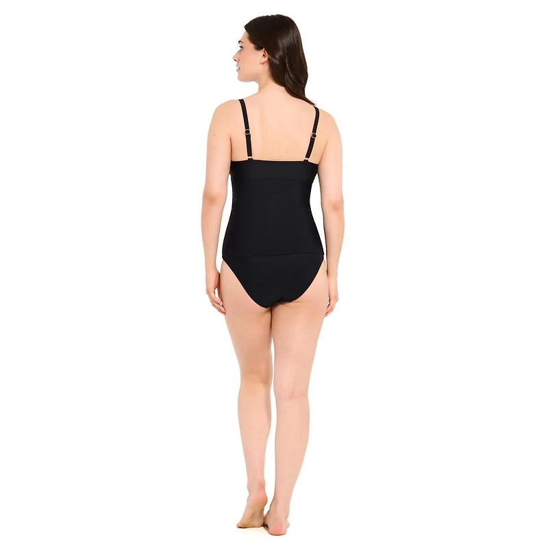 Captiva Women's Textured Crossover Tankini Top