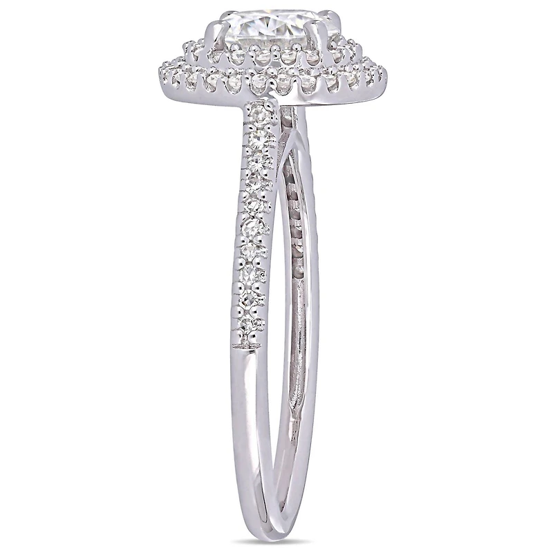 Miabella 1 Carat T.G.W. Moissanite and 1/3 Carat T.W. Diamond 14K White Gold Double Halo Engagement Ring