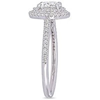 Miabella 1 Carat T.G.W. Moissanite and 1/3 Carat T.W. Diamond 14K White Gold Double Halo Engagement Ring